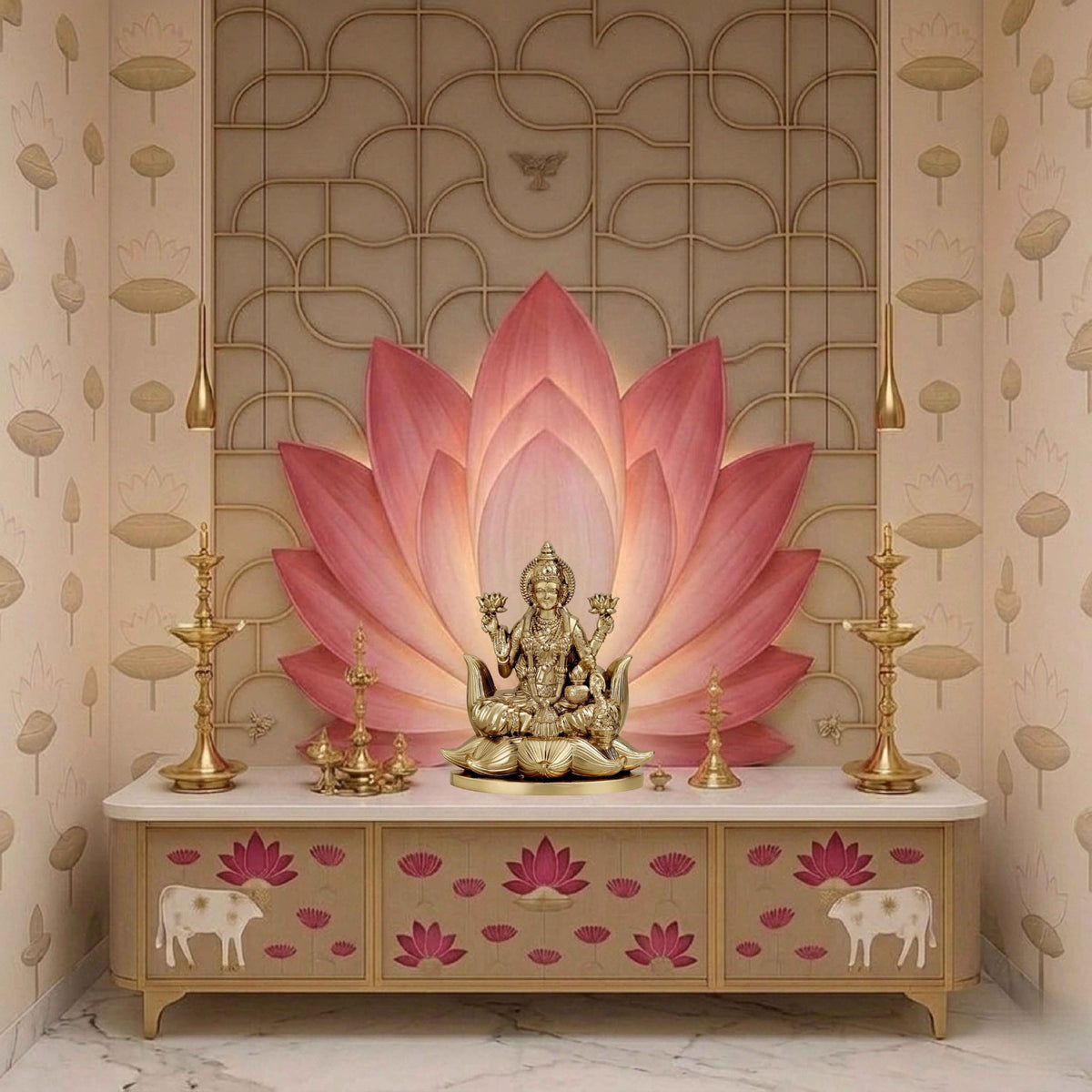 Lakshmiji Idol Gold Finish 5.25 Inch