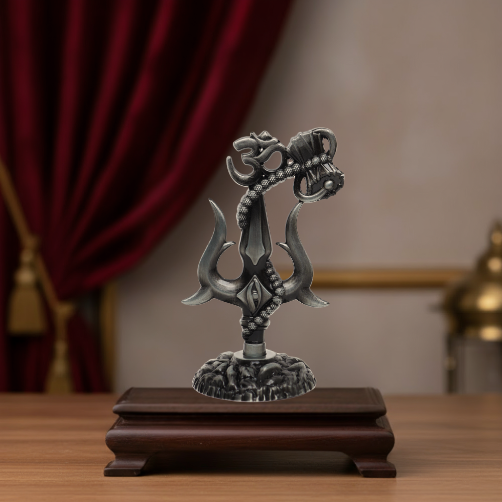 Om Shivay Trishul (Silver Black)(5 Inch)
