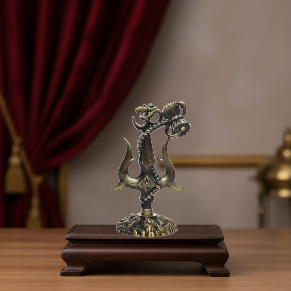 Om Shivay Trishul (Brass Antique)(5 Inch)