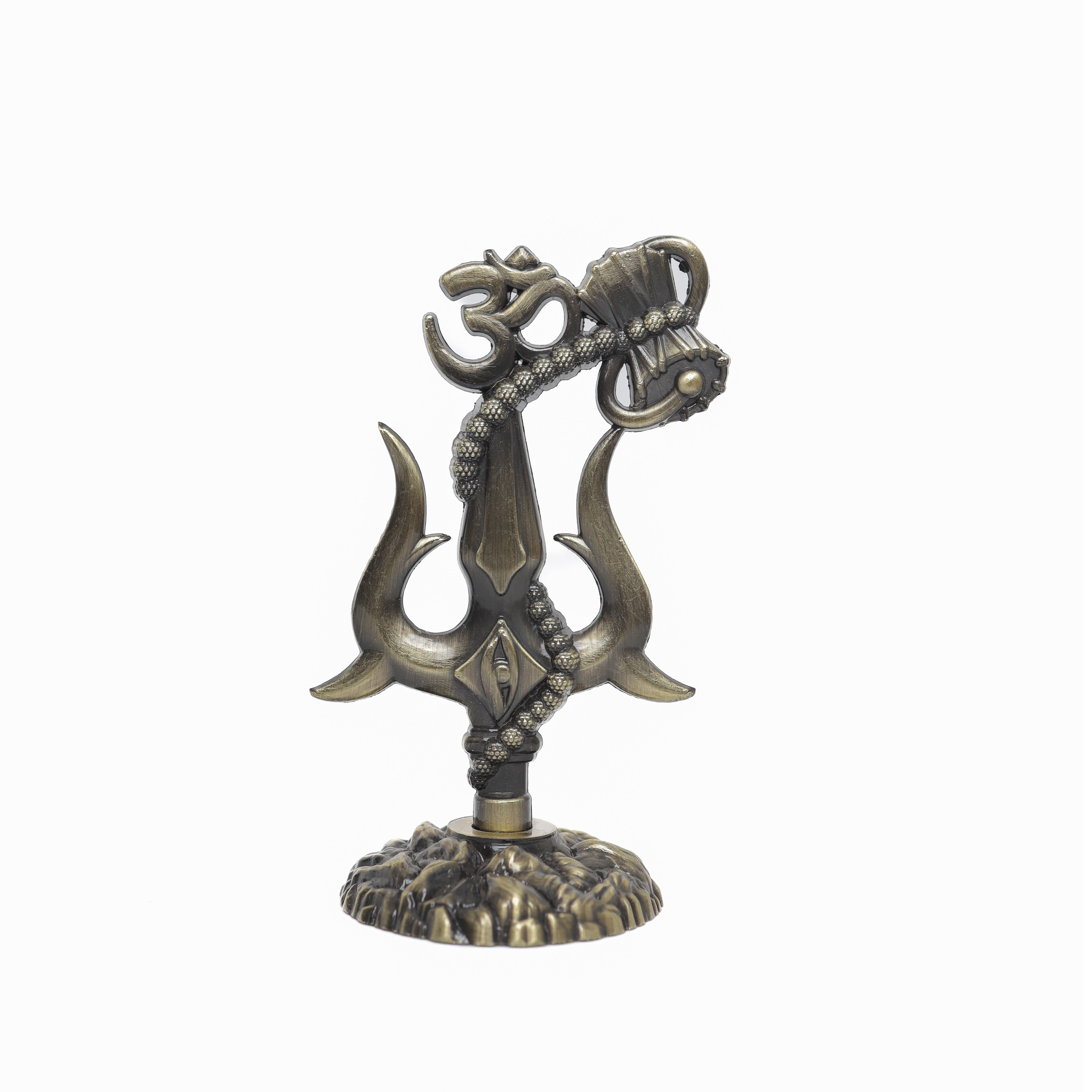 Om Shivay Trishul (Brass Antique)(5 Inch)
